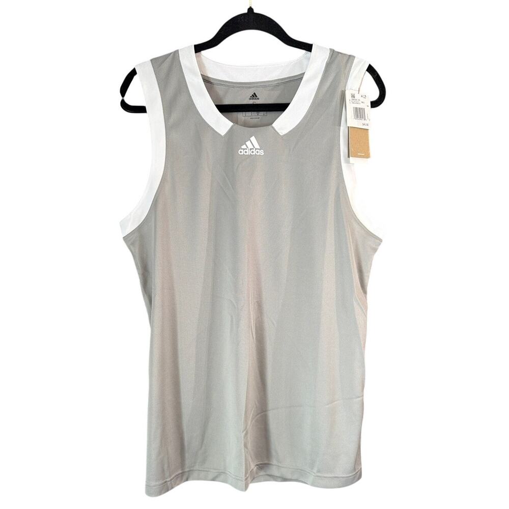 Adidas Men's Icon Squad Basketball Jersey Grey & White Size Small S New